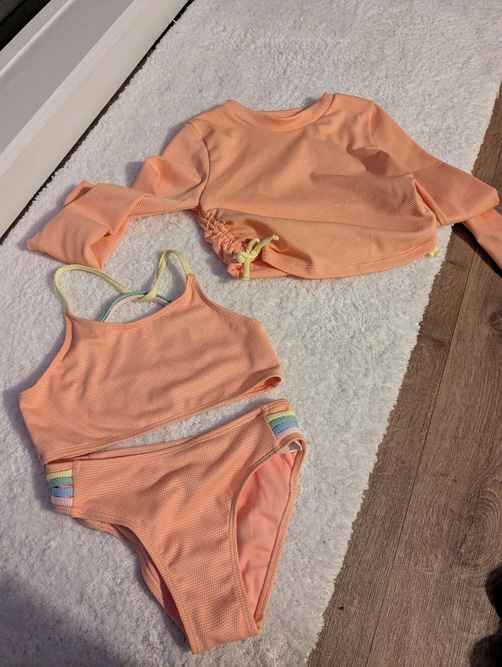 Peach Girls' 3-Piece Swim Set with Rash Guard